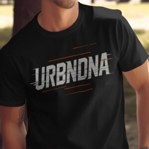 URBNDNA Text with Orange Stripes Design T-Shirt Long Sleeve T-Shirt