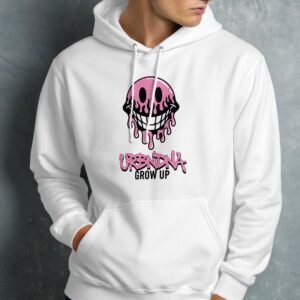 Edgy Melting Pink Smiley Face Drip Hoodie